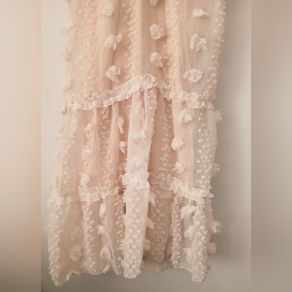 Women's BLUSH 3D Floral TEXTURED Tiered MIDI Easter DRESS Boho Sleeveless Size S - Picture 12 of 16